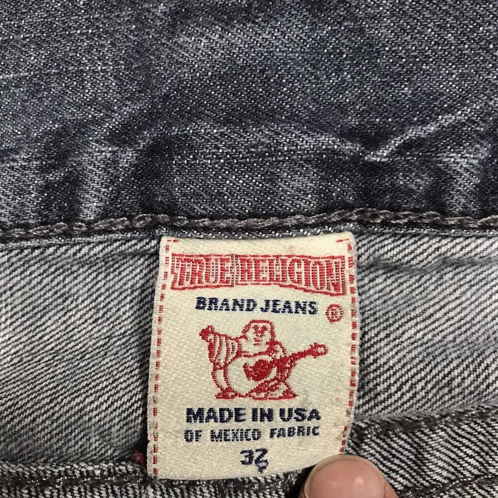 TRUE RELIGION Slim Fit Jeans Men 32x28 Dark Wash Flap Pocket USA Made